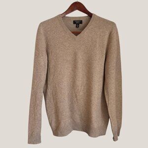 Club Room Men's 100% Cashmere V-Neck Sweater Tan Beige Luxury Size M